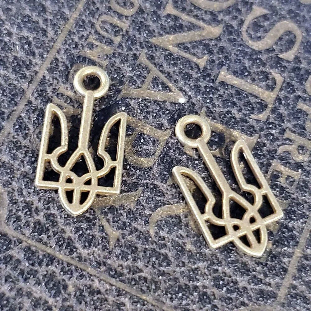 Bronze Ukraine National Emblem Ukrainian Symbol 18x9mm Charms Pendants 10 pcs